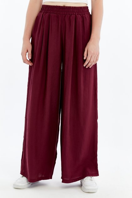 Women's Trousers Tansel Fabric High Waist Wide Leg