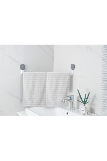 Suport pentru prosoape, awwaline, alb, 50 cm, prindere cu ventuza, permite montarea pe colt