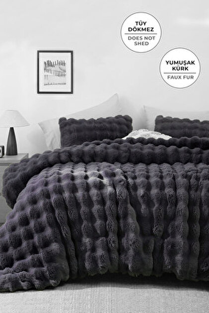 Naturel Collection Dolgulu Tavşan Tüyü Yatak Örtüsü Çift Taraflı