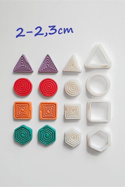Spiral Desenli Mini Polimer Kil Seramik Hamuru Kalıp Seti 2 - 2,3cm