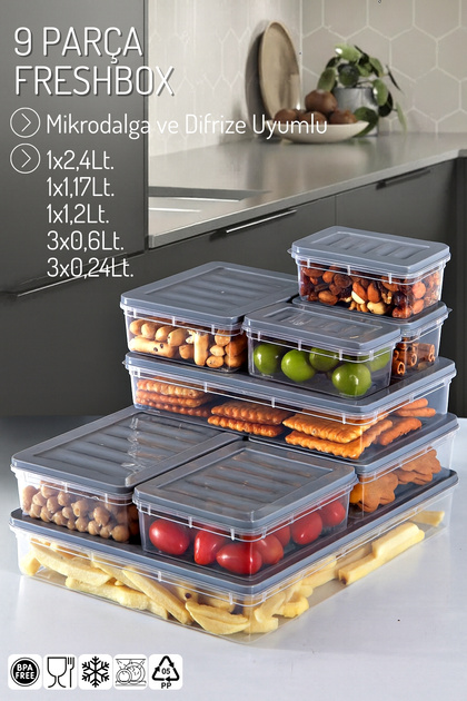 Nandy Home 9 Lu Set Freshbox Mikrodalga Ve Difrize Uygun Saklama