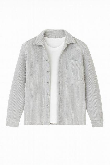 Men's Regular Fit Knitwear Jacket Shirt Belted Top Pattern Gray