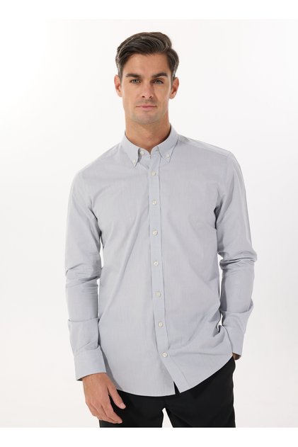 Altınyıldız Classics Slim Fit Buttoned Collar Gray Men's Shirt Ace020252040_Gri