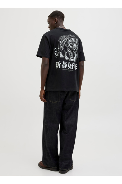 Jack & Jones Bisiklet Yaka Siyah Erkek T-Shirt 12275402_JORSNAKE