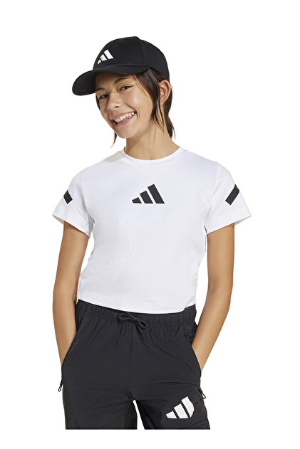 adidas Baskılı Beyaz - Siyah Kız Çocuk T-Shirt JD1317-JG Z.N.E
