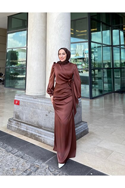 modasusev Side Tied Hijab Evening Dress- Trendyol