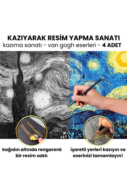 minyaturia Scratch Art Kazıma Çizim Seti – Van Gogh Eserleri 4