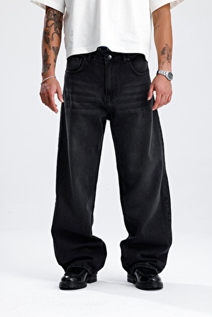 UKHWD SUPPLY 90s Kontrast Dikiş Erkek Baggy Jean Pantolon