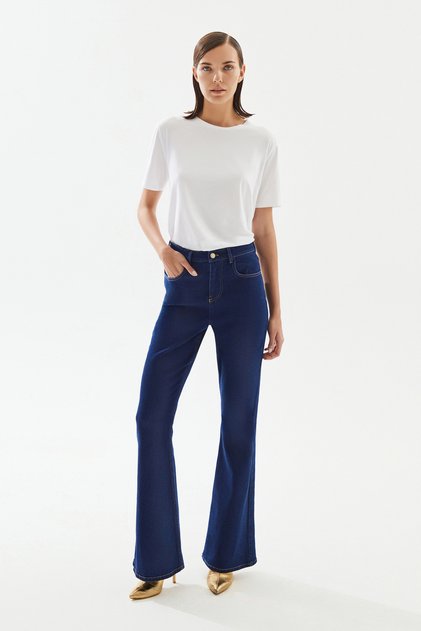 Kadın High Rise Flare Denim Pantolon