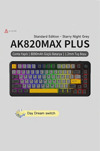 Ajazz AK820 MAX PLUS-Hot-Swap-Dinamik RGB Mekanik Oyun Klavyesi