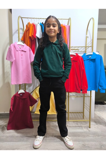 Unisex Long Sleeve Polo Neck School and Casual Ribbed Children's Teenage T-Shirt Breathable Fabric