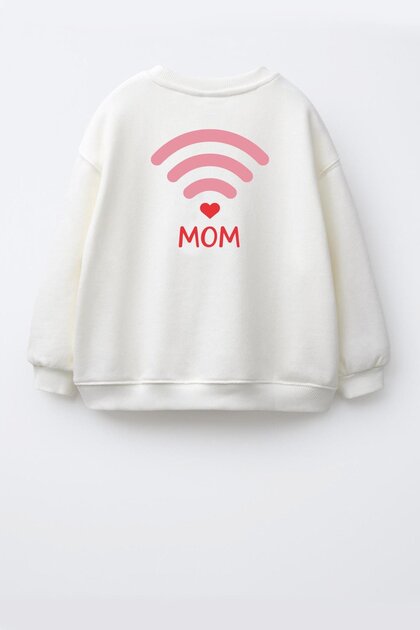Unisex Sırtı Baskılı 3 İplik Kumaş Pamuklu Sweatshirt
