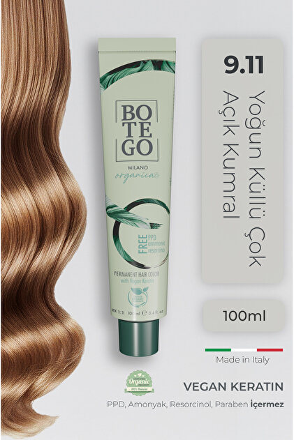botegohair Organica Organik Saç Boyası - 9.11 Yoğun Küllü Çok Açık