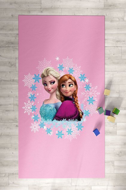 Pembe Elsa Anna Desenli Çocuk Ve Bebek Odası Halısı Tlh-153