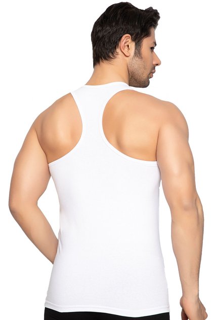 Sportsman Rambo Men's White Cotton Lycra Undershirt 1147