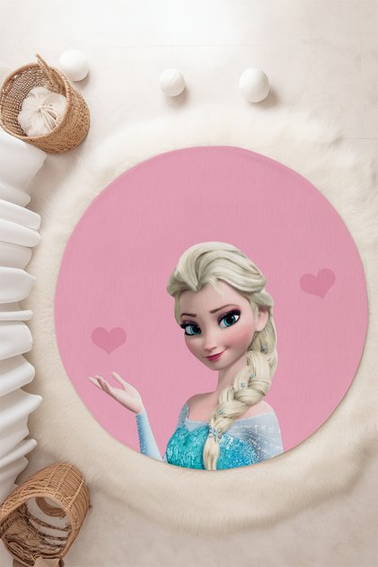 Elsa Desenli Elsalı Yuvarlak Çocuk Halısı TLY-069