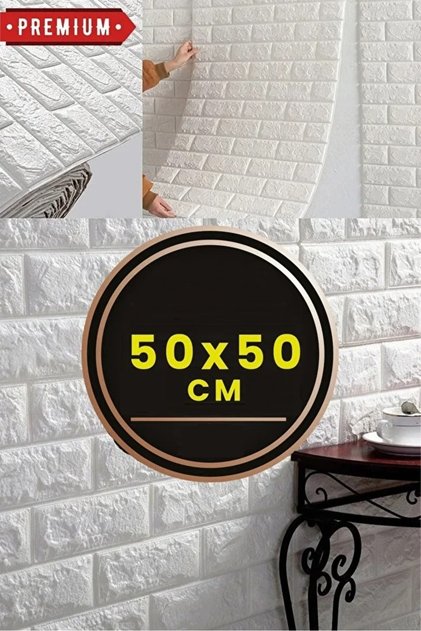 50x50,Cm 0,25 M² Kendinden Yapışkanlı Duvar Esnek Köpük Paneli Sticker 3d Boyutlu Desen Beyaz