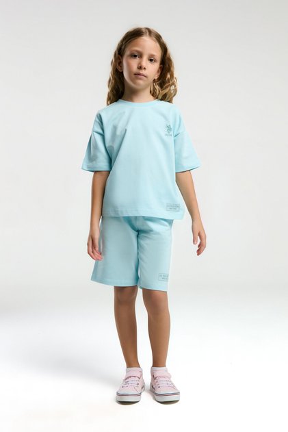 U.S. Polo Assn Girls' Blue Bermuda Set