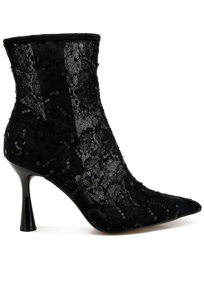 Women Sequin Lace Boots in Black
