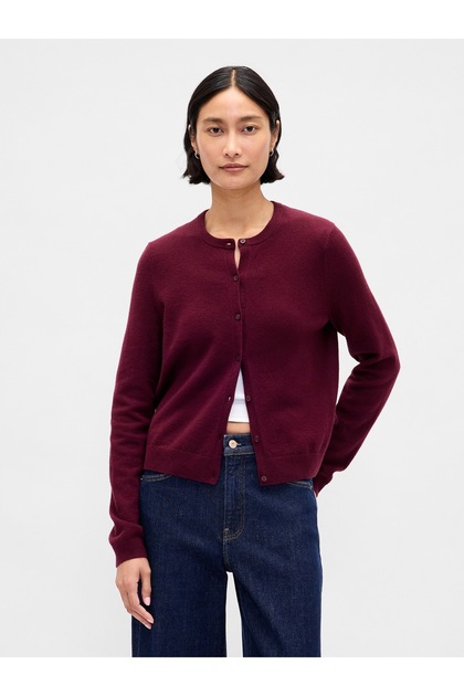 Kadın Bordo CashSoft Crop Hırka
