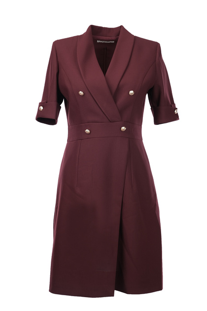 Ekol Minimalist Midi V-Neck Dress - Short Sleeve - Work & Casual- Trendyol