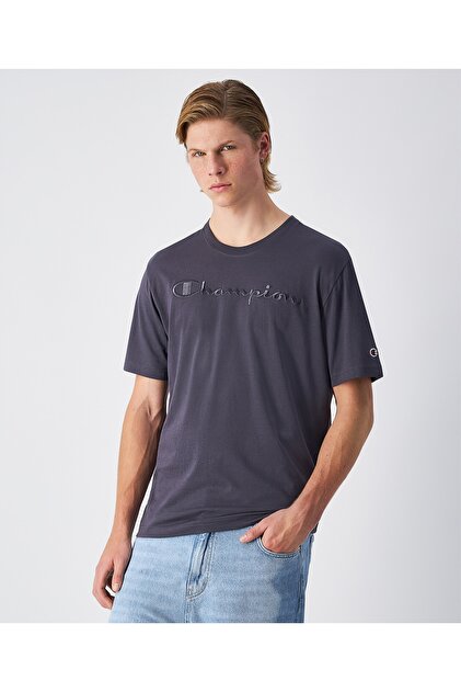 Champion 220273-KK001 SS Tee Siyah Yuvarlak Yaka Düz Erkek T-Shirt
