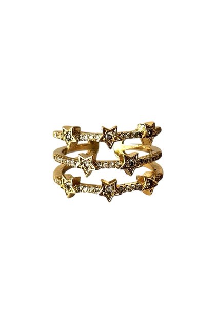 Three Row Star Stone Ring-Gold