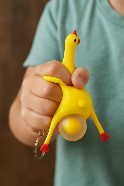 Antistress - Stress Reliever Egg-Laying Squeezable Soft Chicken Keychain Toy