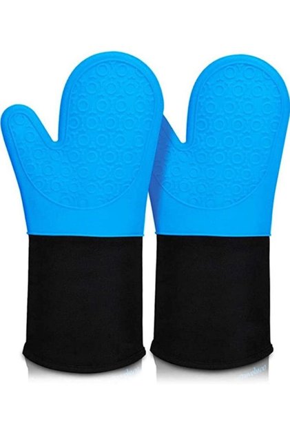 Silicone Oven Mitts with Quilted Lining Heat Proof Baking Gloves