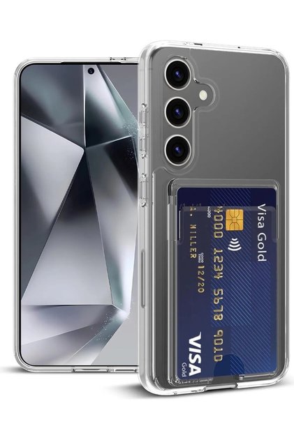 Samsung Galaxy A17 Case Soft Silicone Cover with Transparent Back, Card Holder Compartment and Wallet for Business Cards
