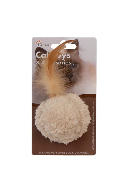 Catnip Felt Ball with Feathers - Diameter 5cm
