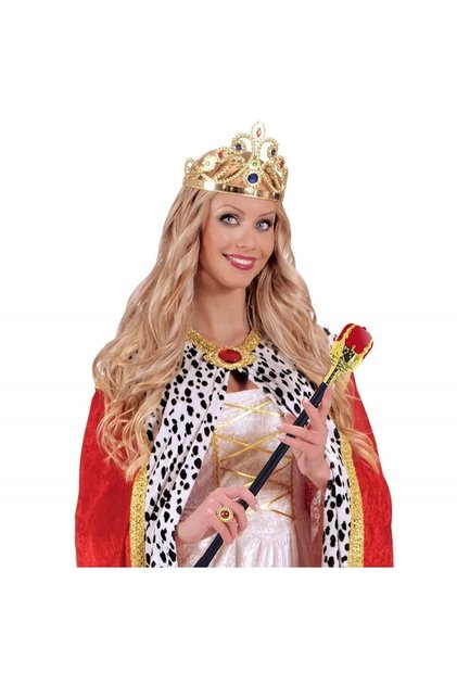 Gold Color Princess Crown with Rhinestones and Red Royal Princess Scepter