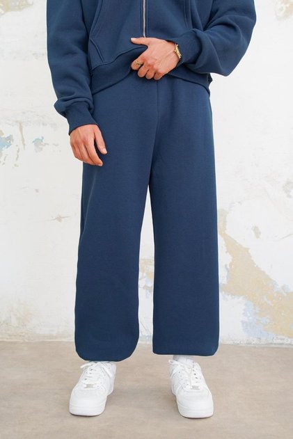 Navy Blue Cozy Basic Leg Rubber Oversize Tracksuit