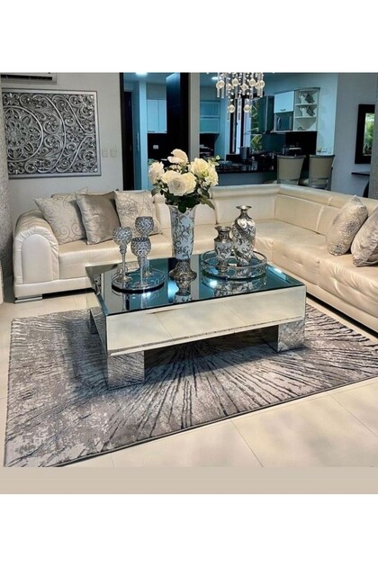 ORTA SEHPA KOMPLE GÜMÜŞ AYNALI ORTA SEHPA 90X90 YÜKSEKLİK 30CM