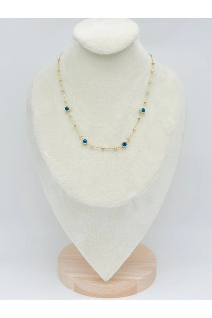 Nazar Beaded Gold Color Steel Necklace – Stainless, Does Not Tarnish