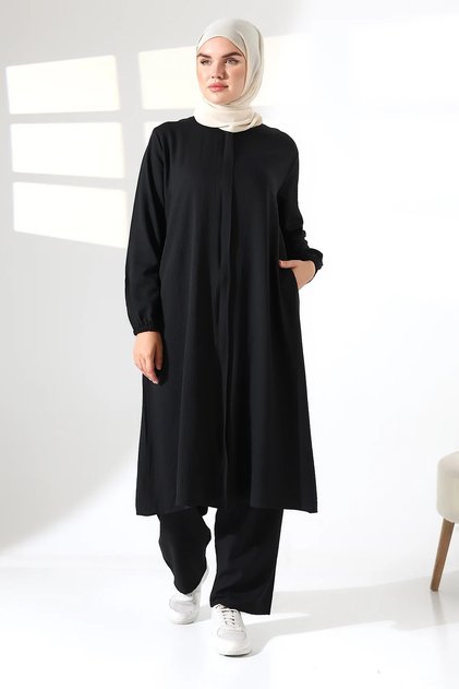 Women's Hajj and Umrah Clothing Khimar Hijab Two-Piece Set - Black