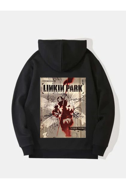 Linkin Park Printed Cotton Long Sleeve Ribbed 3-Ply Hooded Rock Sweatshirt