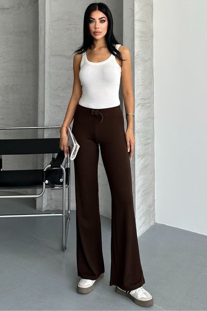 Straight Fabric Ribbed Palazzo Pants