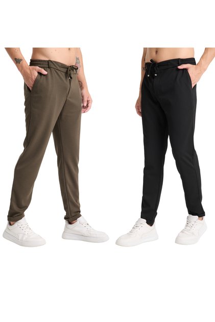 Erkek Pantolon Bel Lastikli Likralı Paça Katlamalı Jogger Stil