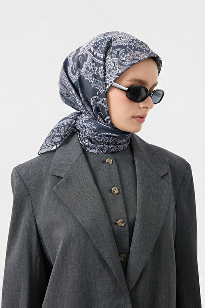 Cotton Scarf Tale Silver