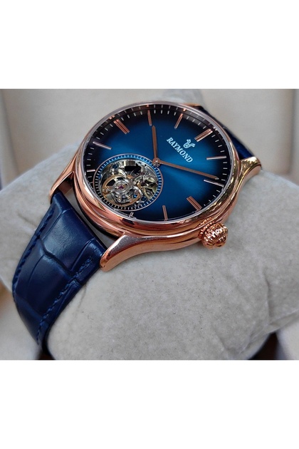 Navy Blue Rose Gold Automatic Men's Wristwatch