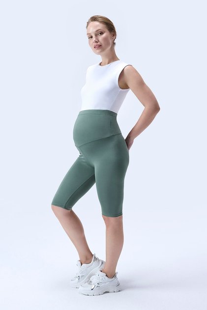 349 High Waist Maternity Leggings with Green Color Recovery and Extra Stretchy Effect