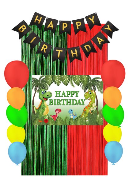 Dinosaur Dinosaur Birthday Curtain & Happy Birthday Banner Party Supplies Decorations 50X70