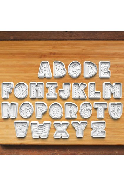 Different Patterned Alphabet 26 Letter Set Cookie and Sugar Dough Mold