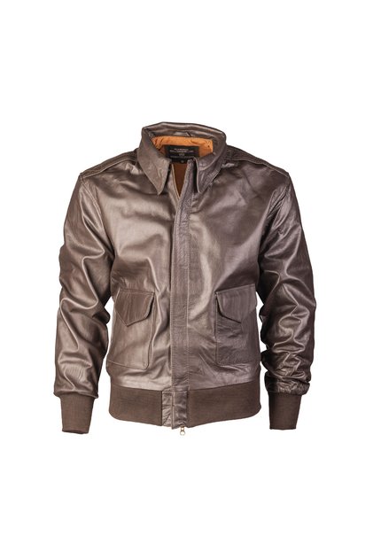 Jacheta stil aviator pentru barbati, Mil-Tec, A2, Piele naturala, Maro, S
