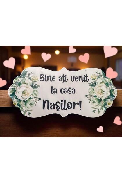 Placuta Bine ati venit la casa Nasilor, verde, 67x31cm, MDF