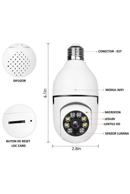 Camera Supraveghere FULL HD Panoramica Avansata - Wireless (WiFi), Cadou Card 32GB