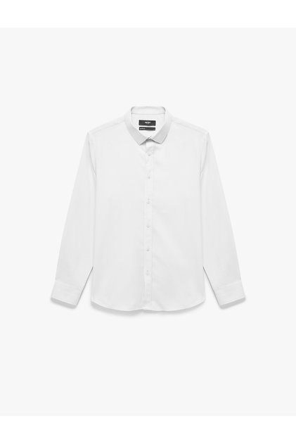 Long Sleeve Slim Fit Half Italian Collar Shirt