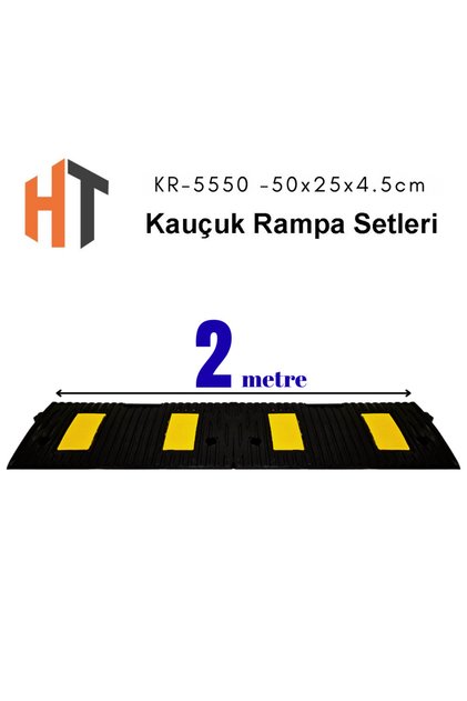 2 Metre Kauçuk Rampa, Otopark Rampası, Kaldırım Rampası 25 x 50 x 4,5 cm