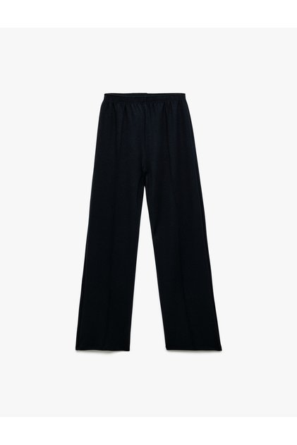 Viskon Karışımlı Beli Lastikli Basic Geniş Paça Pantolon